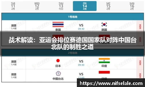 战术解读：亚运会排位赛德国国家队对阵中国台北队的制胜之道
